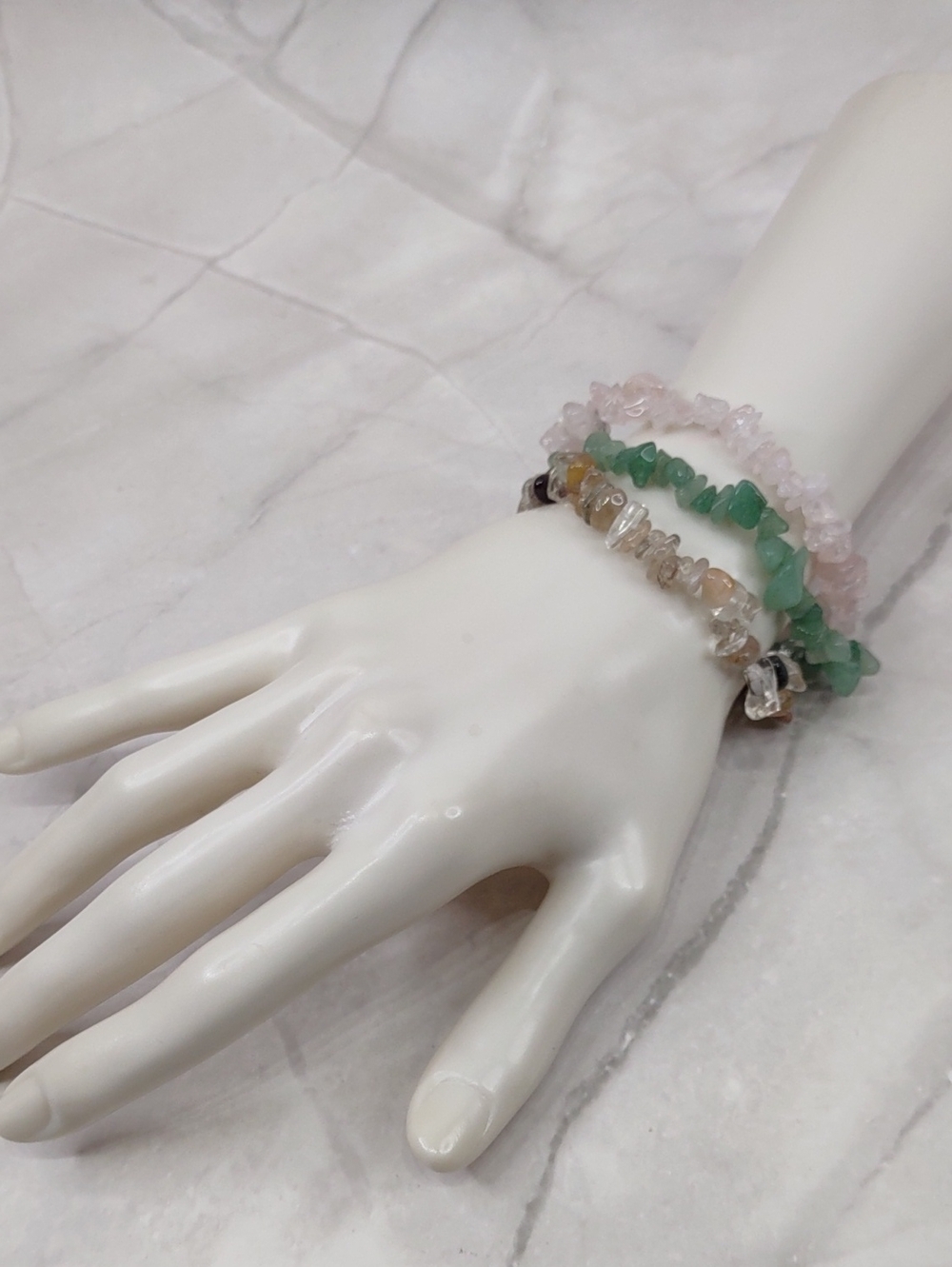 Artisan Crafted Semi-Precious Nugget Stretch Bracelet 3 Pc Set
